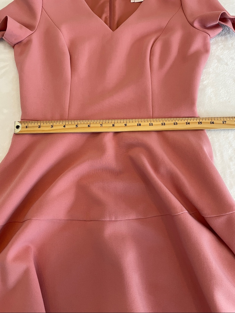 Gal Meets Glam Sz 8 Collection Kate V-Neck Fit & Flare Dress in Rosetta Pink - Picture 16 of 17
